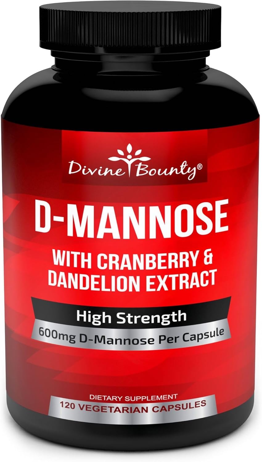 Divine Bounty D-mannose capsules with cranberry 120 count bottle