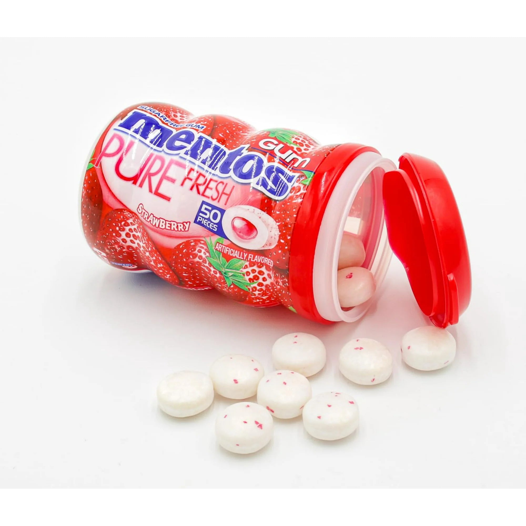 Mentos Fresh Breath Gum Strawberry Flavor 50 Count

