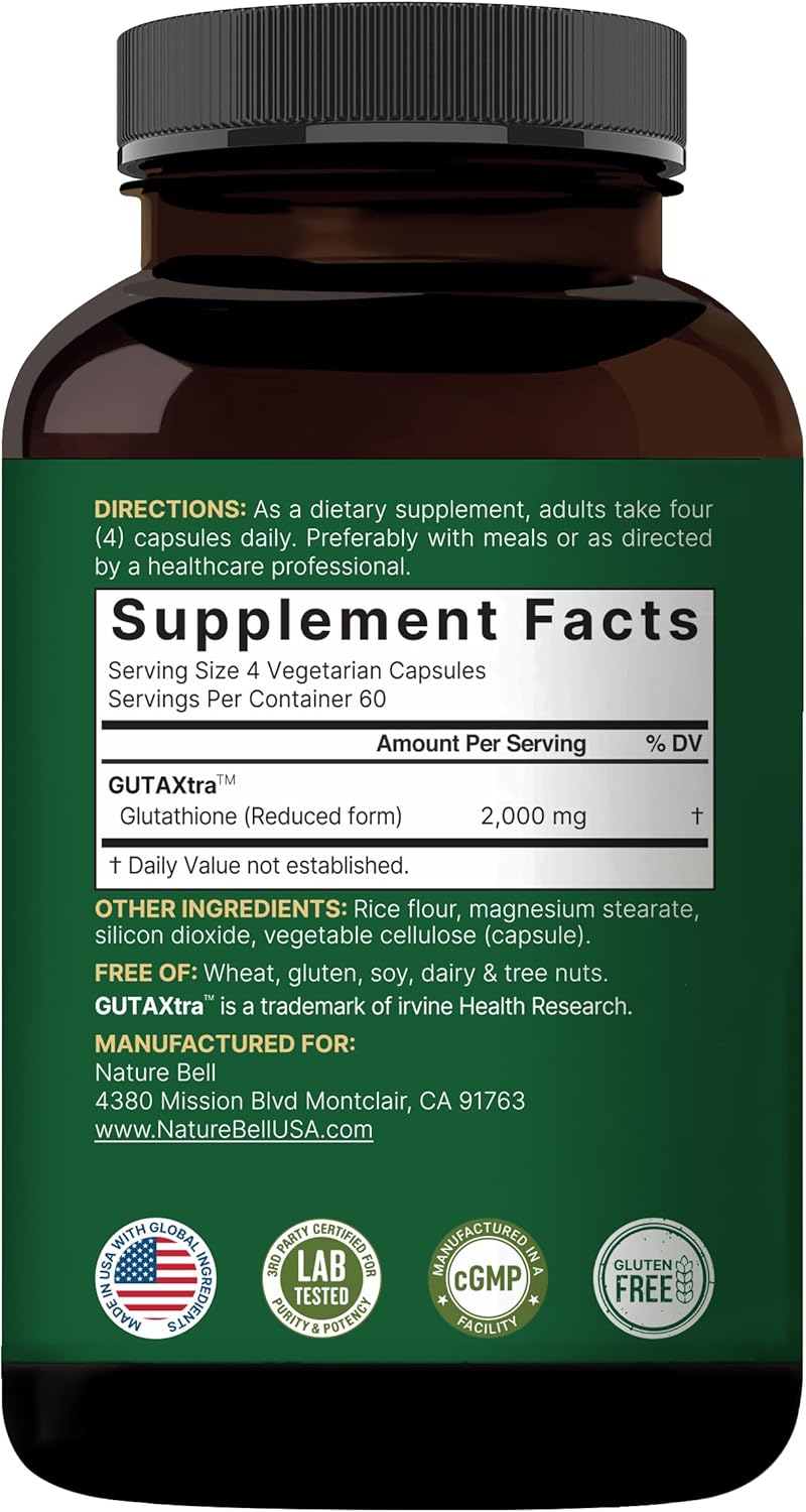 glutathione supplement capsules daily wellness bottle
