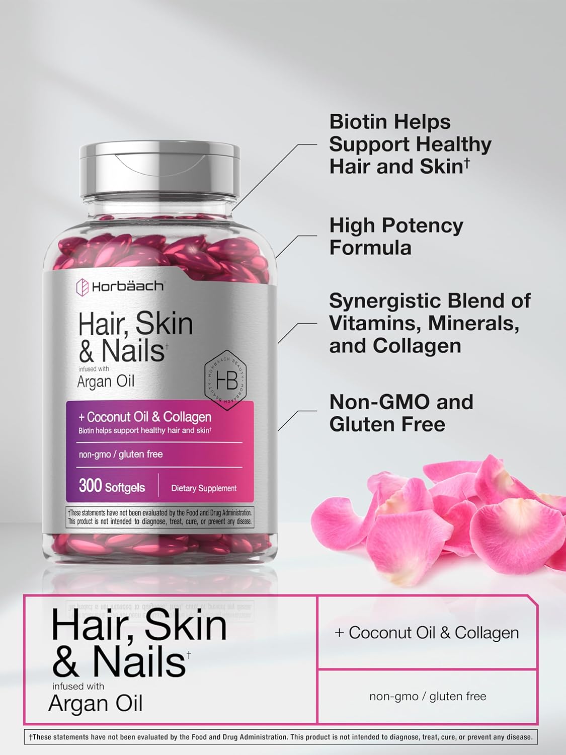 hair skin nails supplement softgels close up product