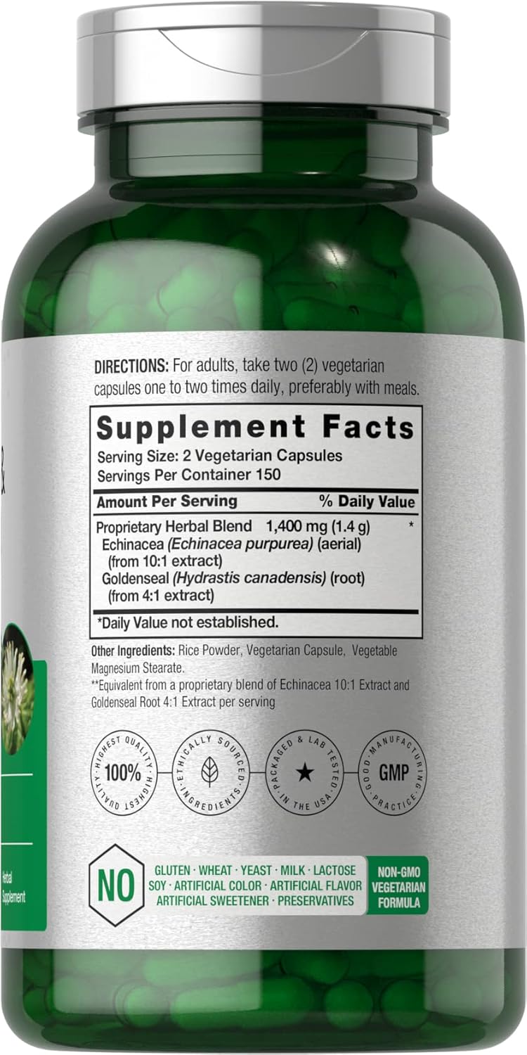 echinacea goldenseal capsules close up product