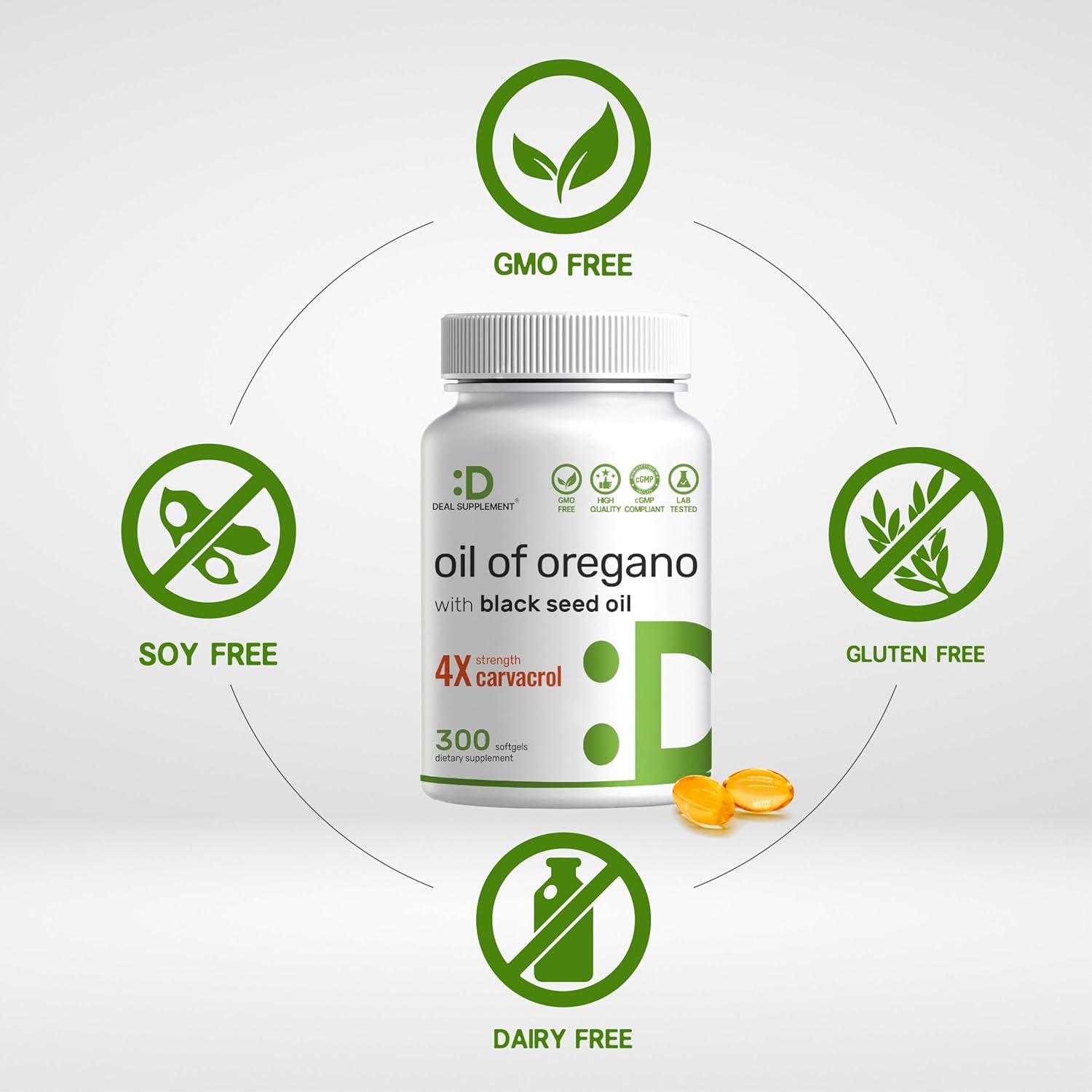 herbal oil softgel capsules oregano and black seed supplement