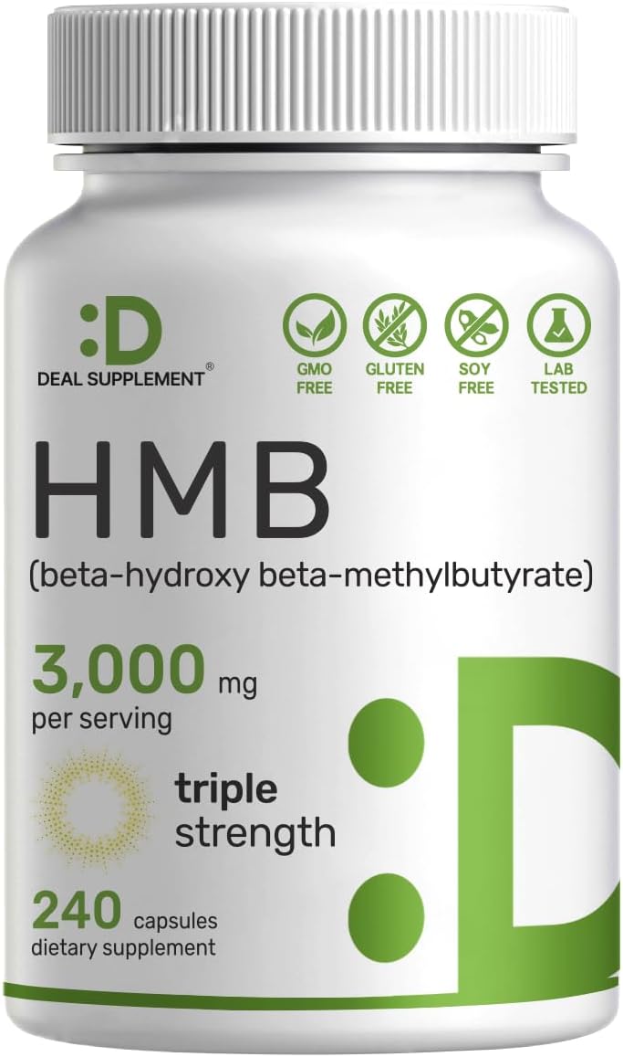HMB 3000mg capsules 240 count fitness supplement bottle