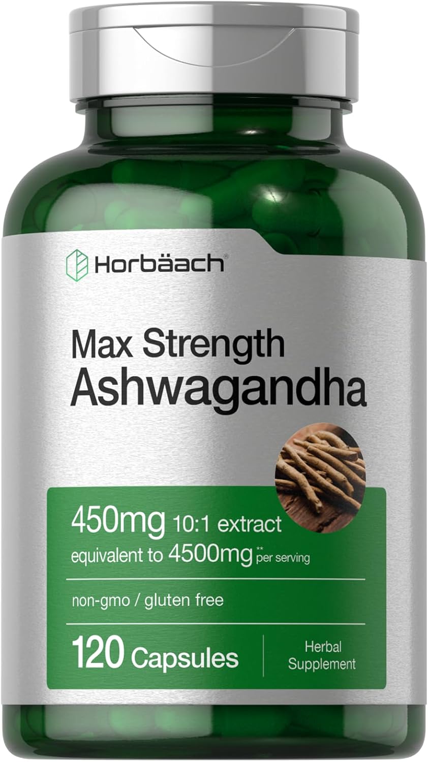 Horbaach ashwagandha black pepper capsules 120 count bottle