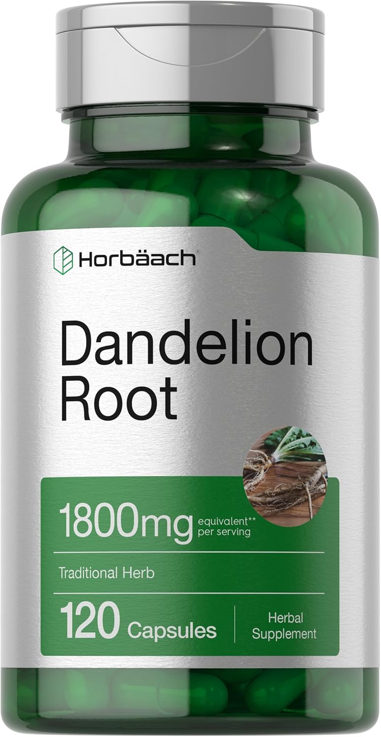 Horbaach dandelion root capsules 120 count bottle