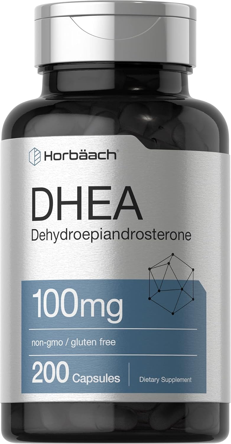 Horbaach DHEA 100mg capsules 200 count bottle