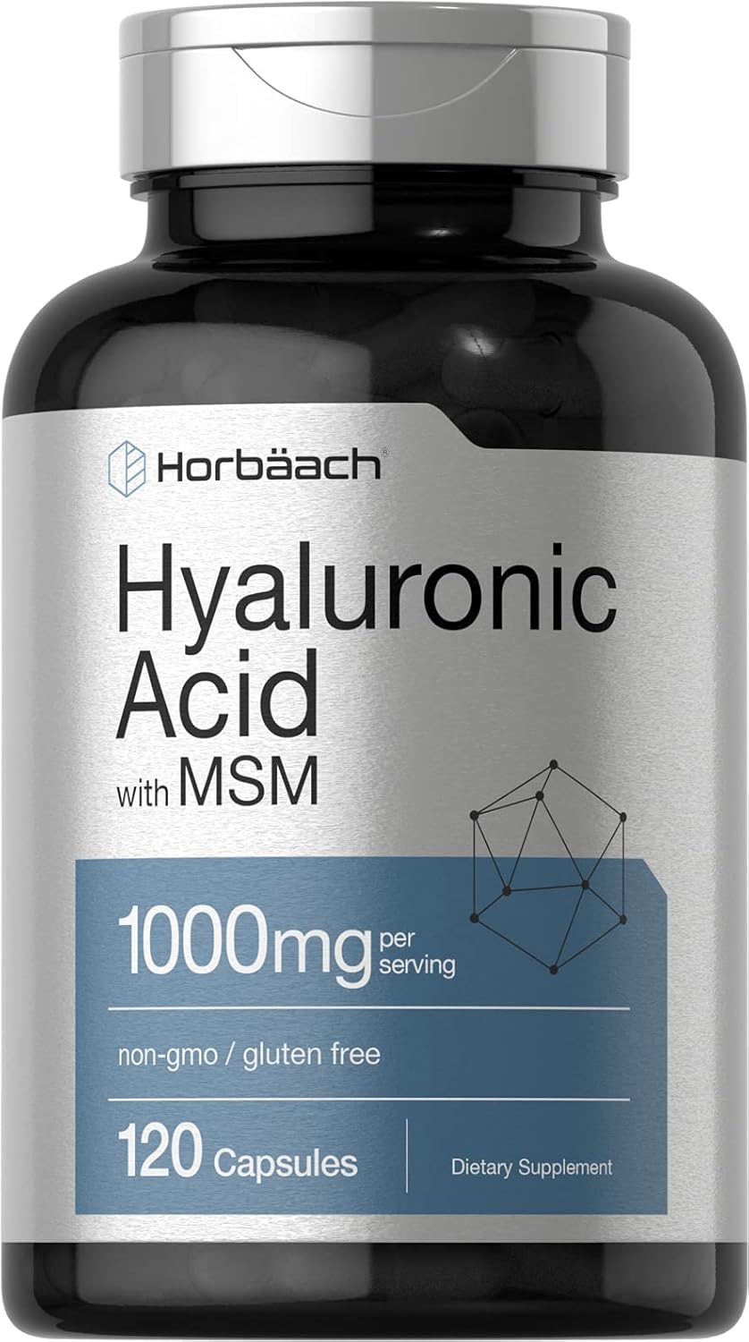 Horbaach hyaluronic acid MSM 1000mg capsules bottle