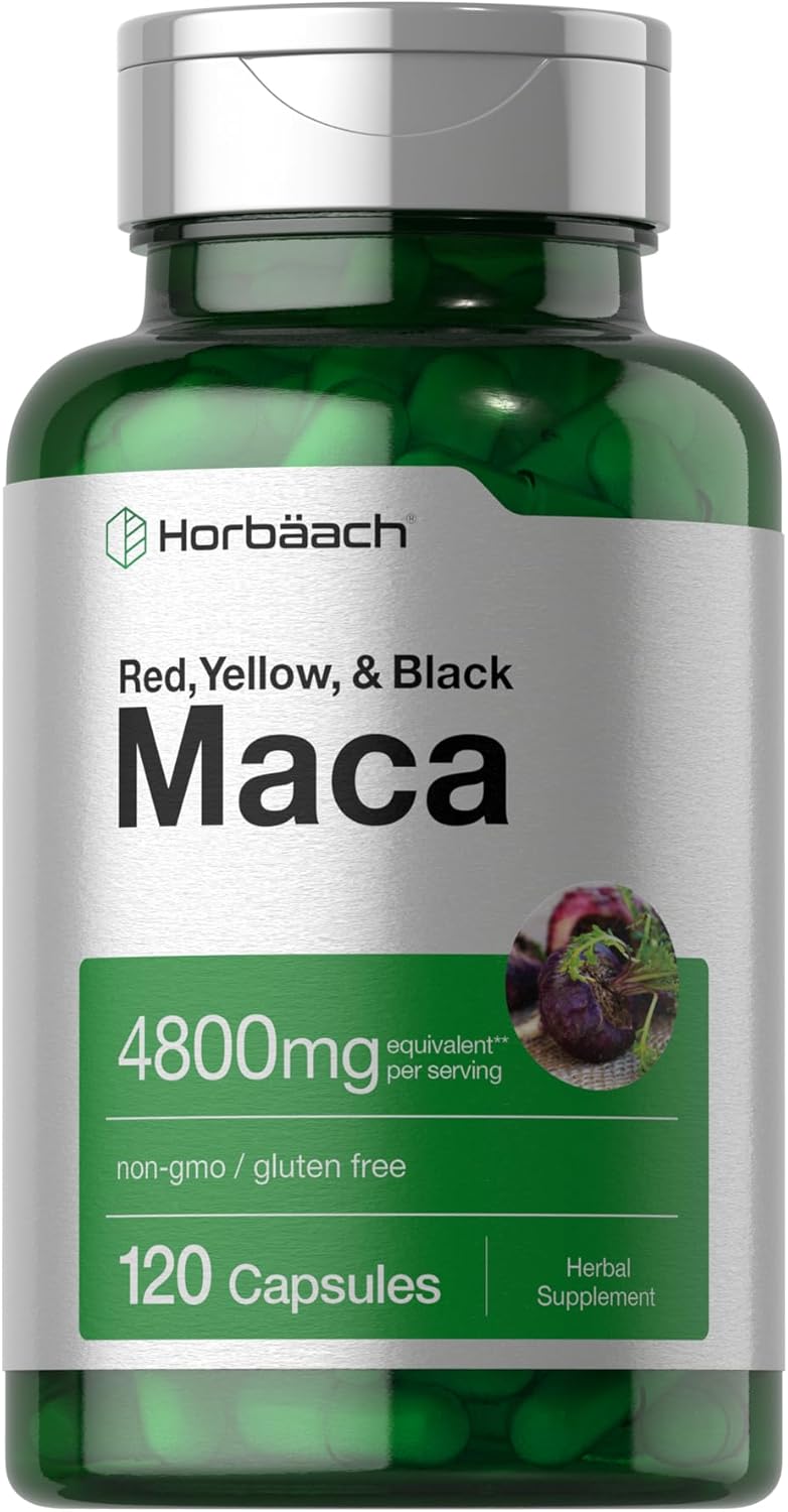 Horbaach maca root capsules 120 count bottle
