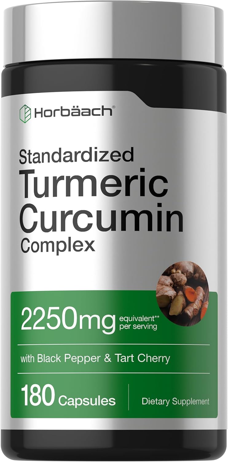 Horbaach turmeric curcumin black pepper tart cherry 180 capsules bottle