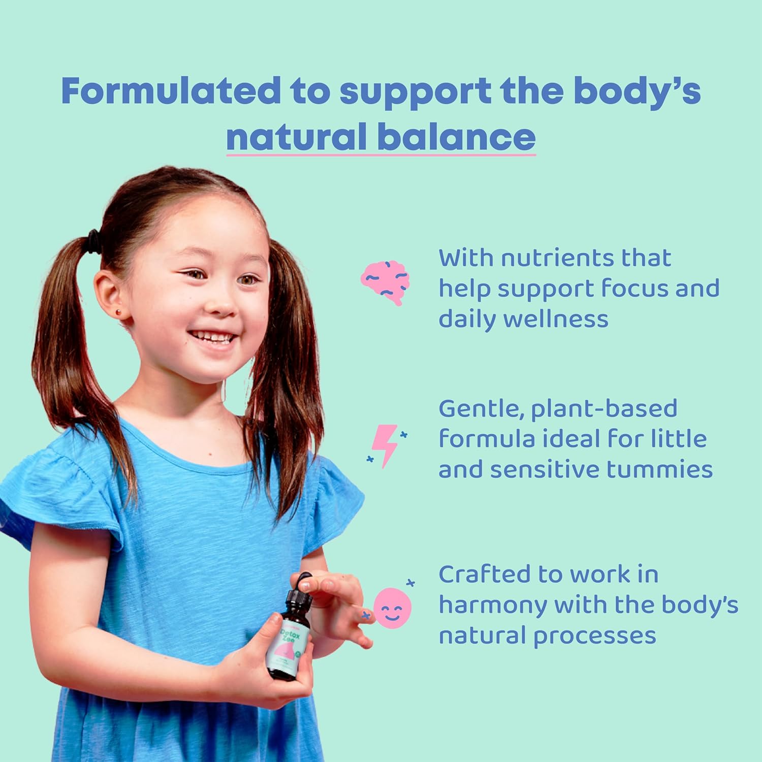 berry flavored kids wellness drops close up product