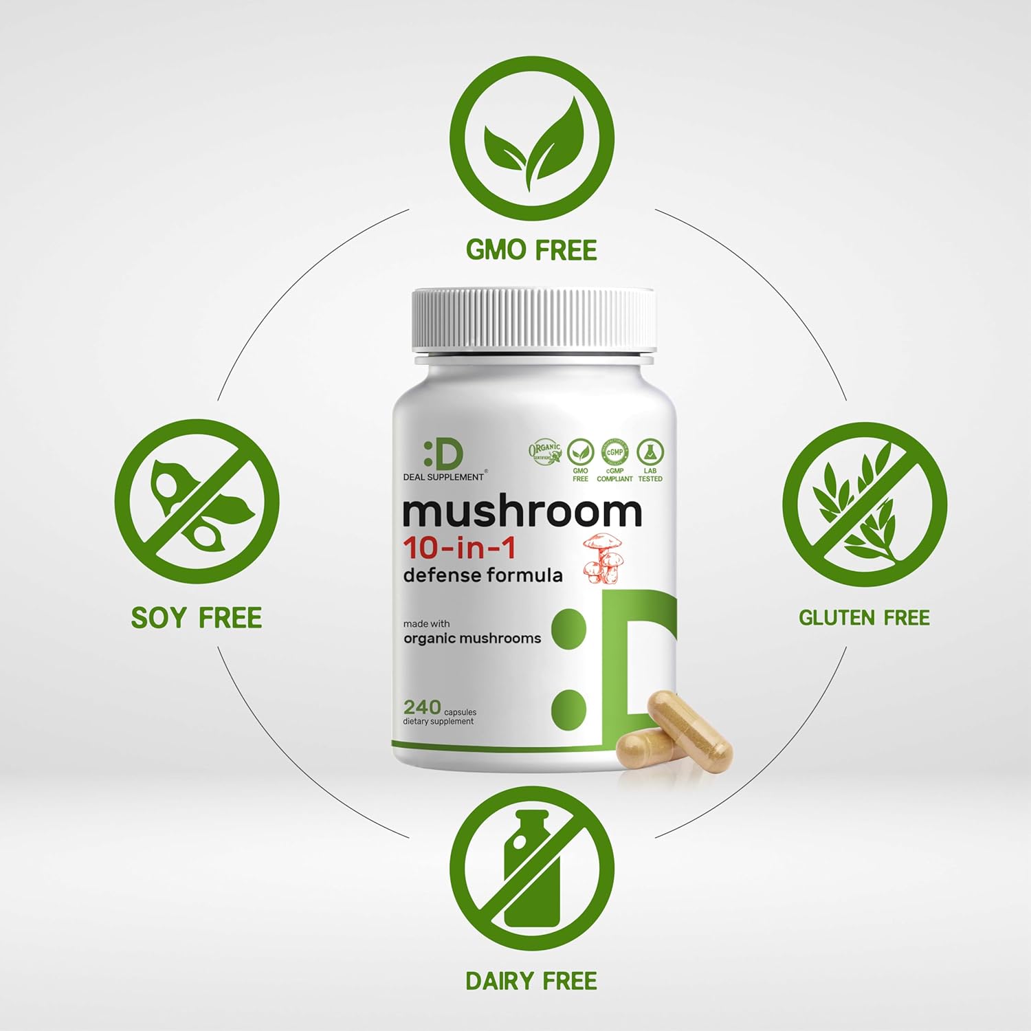 lions mane reishi cordyceps mushroom capsules supplement