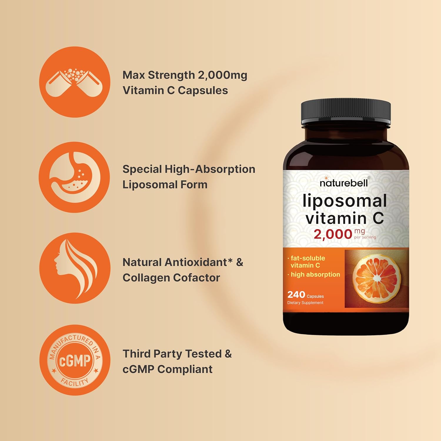 liposomal vitamin c supplement bottle front label