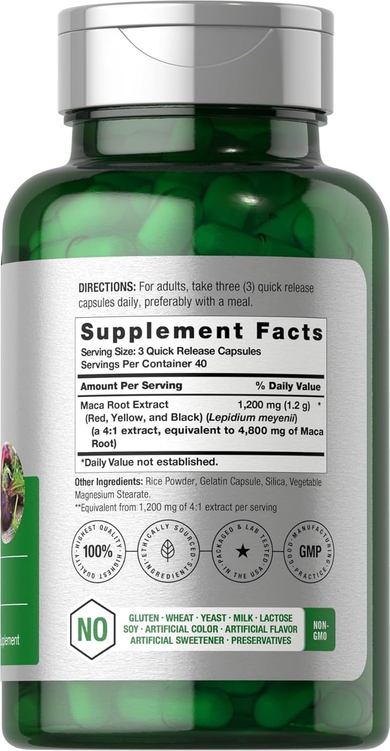 high potency maca root extract capsules supplement