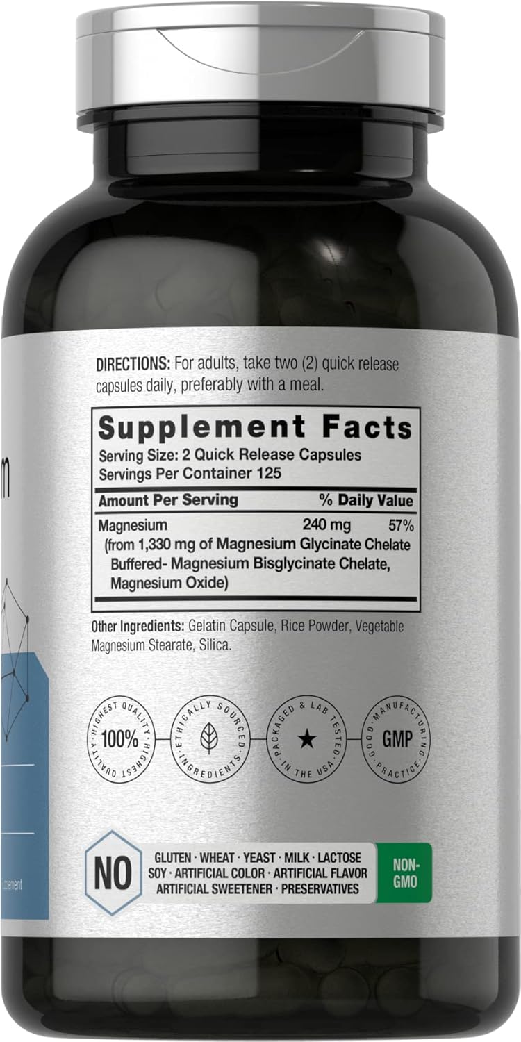magnesium glycinate chelated mineral capsules supplement