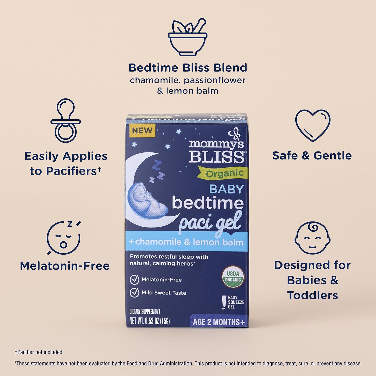 baby bedtime paci gel close up bottle
