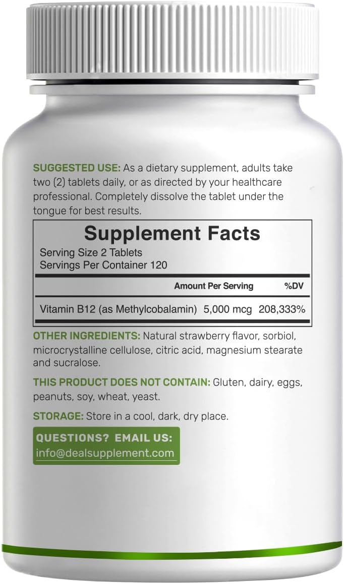 methylcobalamin chewable B12 strawberry tablets supplement