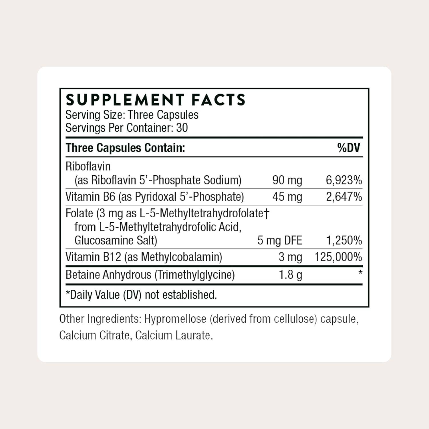 Thorne B complex capsules methyl guard plus bottle