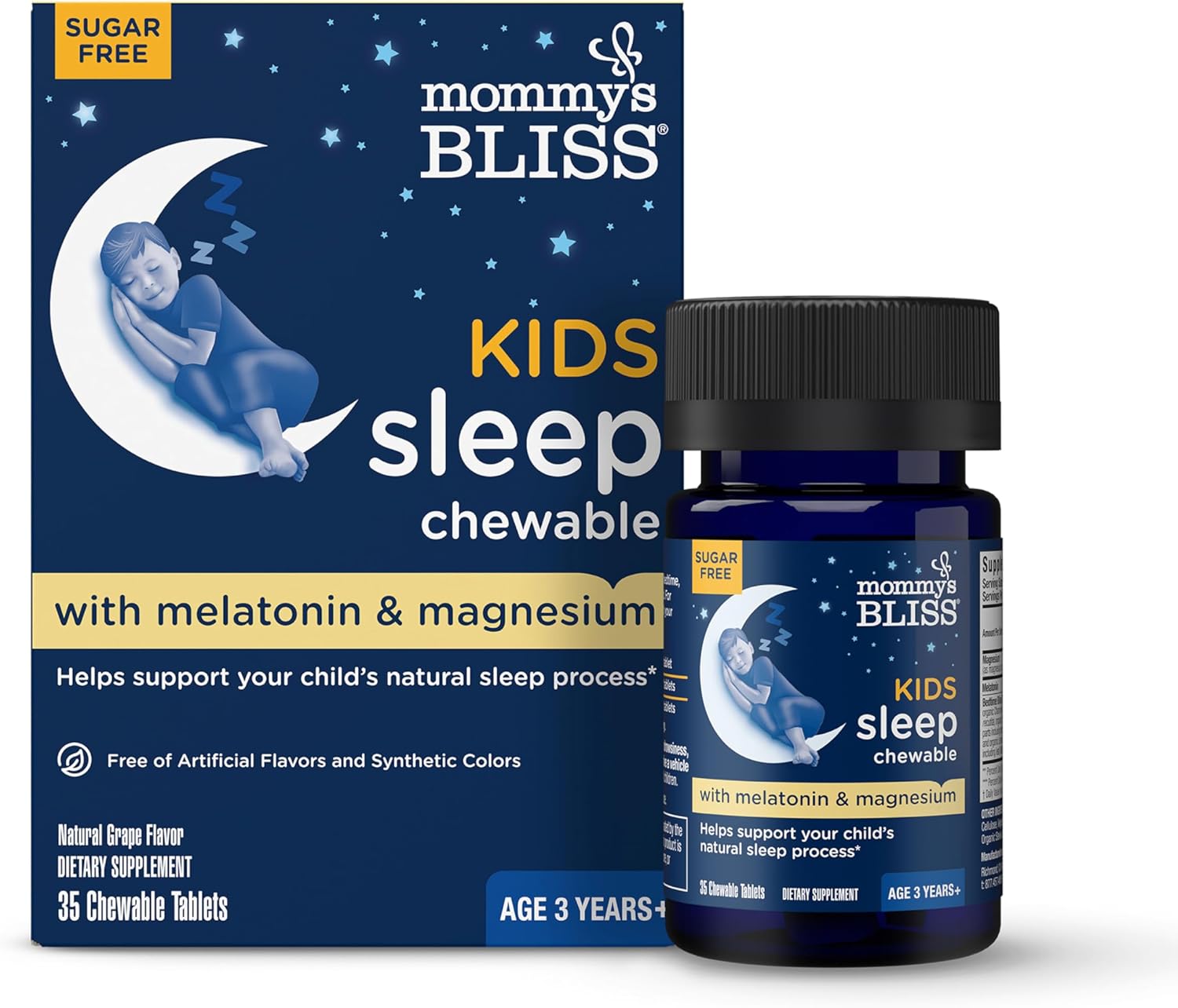 Mommy’s Bliss kids melatonin chewable tablets grape flavor 35 count