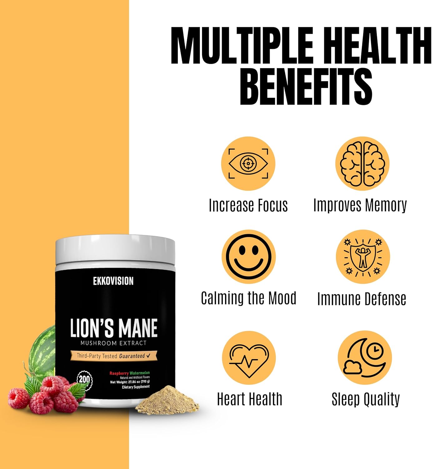 flavored mushroom powder supplement container