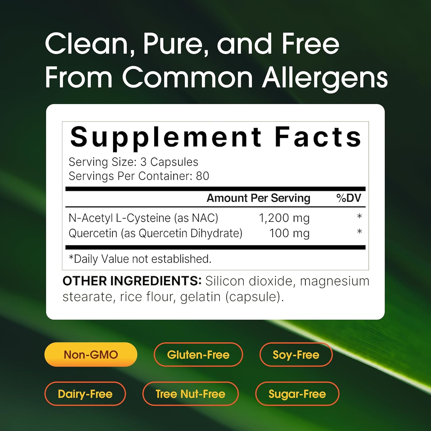 NAC supplement capsules with quercetin 240 count