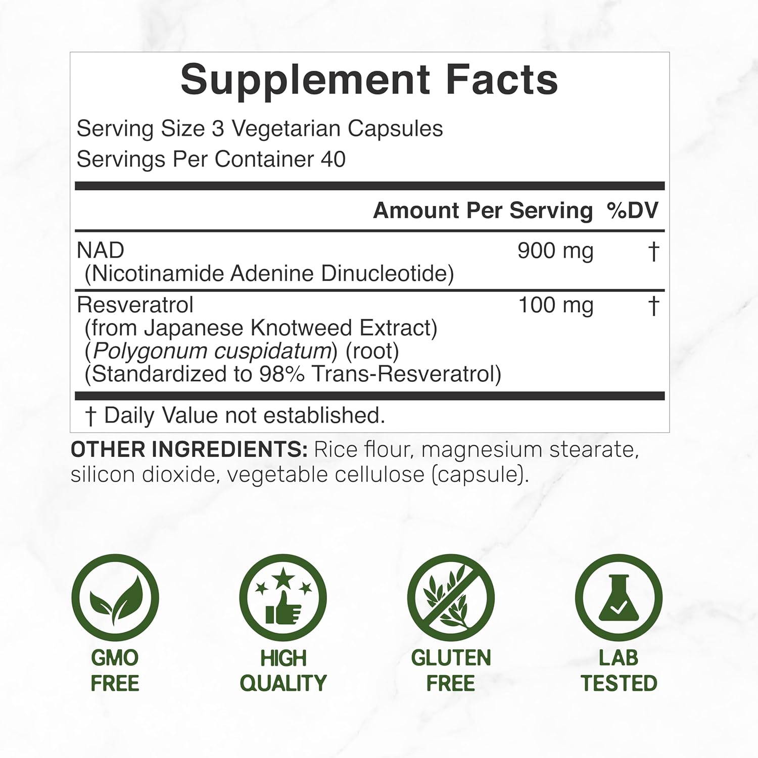 NAD resveratrol capsules daily wellness supplement