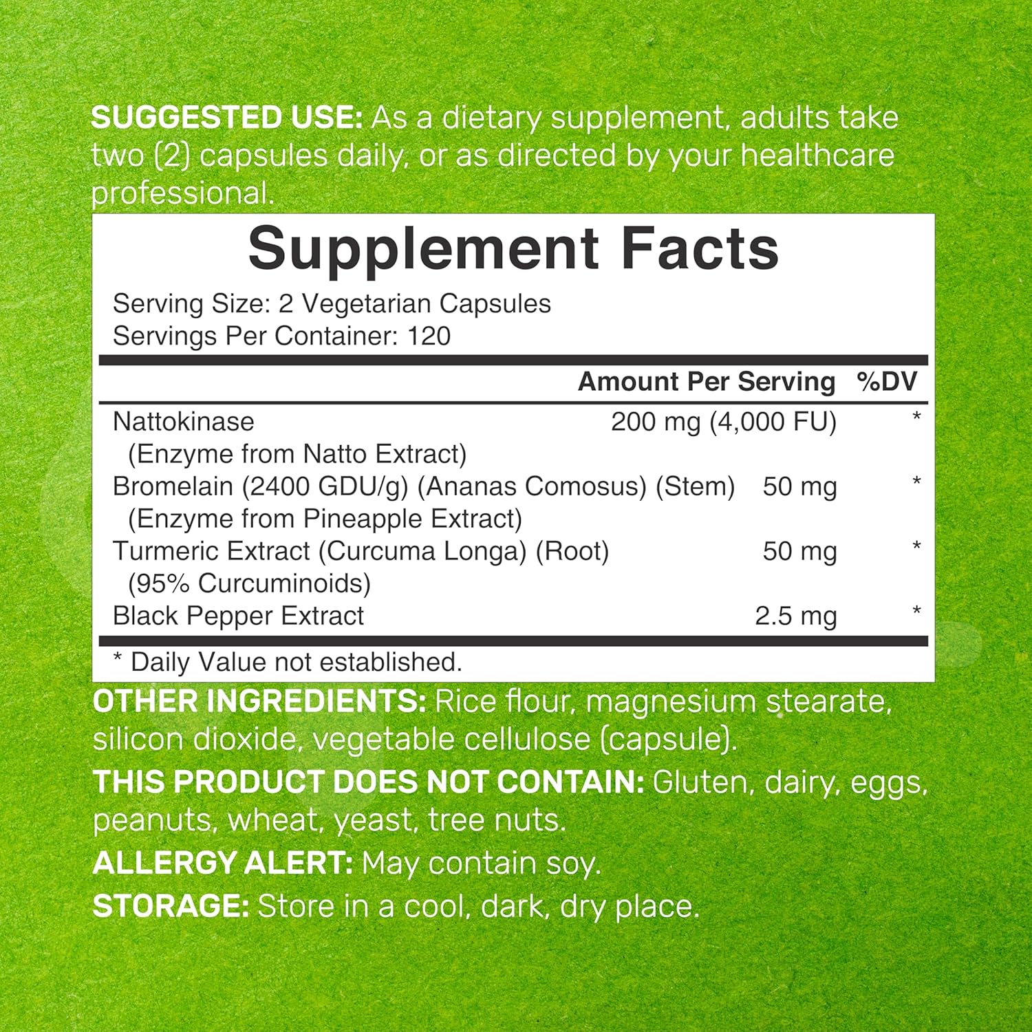 nattokinase bromelain turmeric capsules vegan supplement