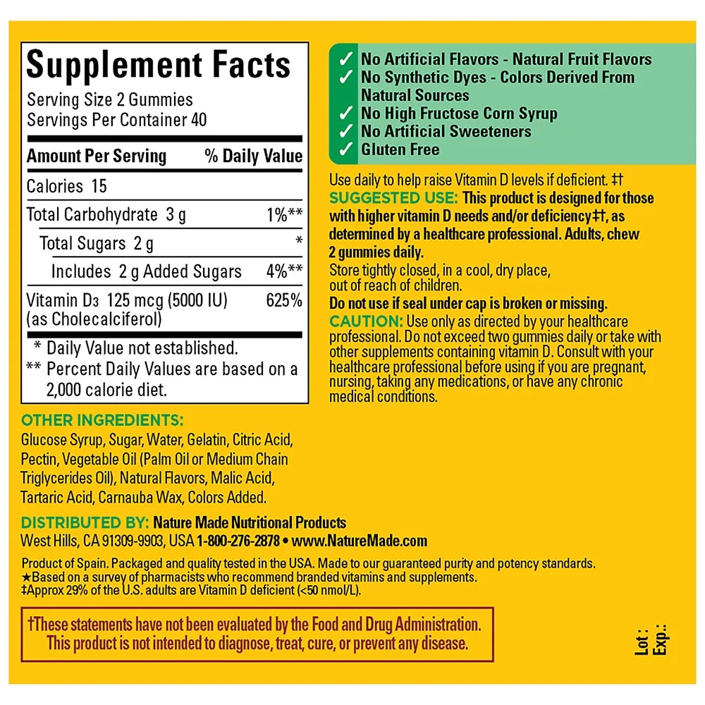 Vitamin D3 gummies supporting immune, bone, and teeth health