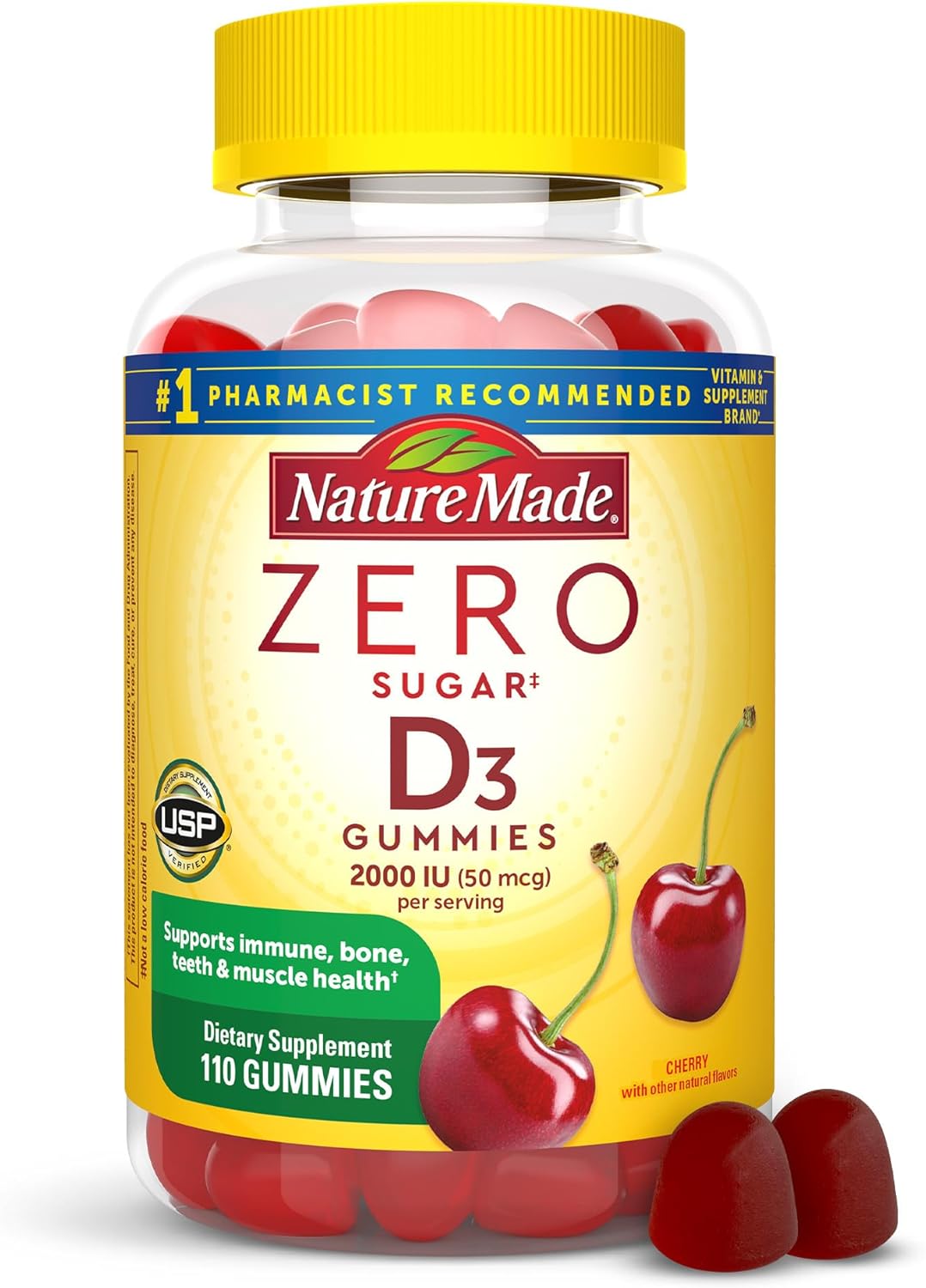 nature made zero sugar vitamin d3 gummies 110 ct bottle
