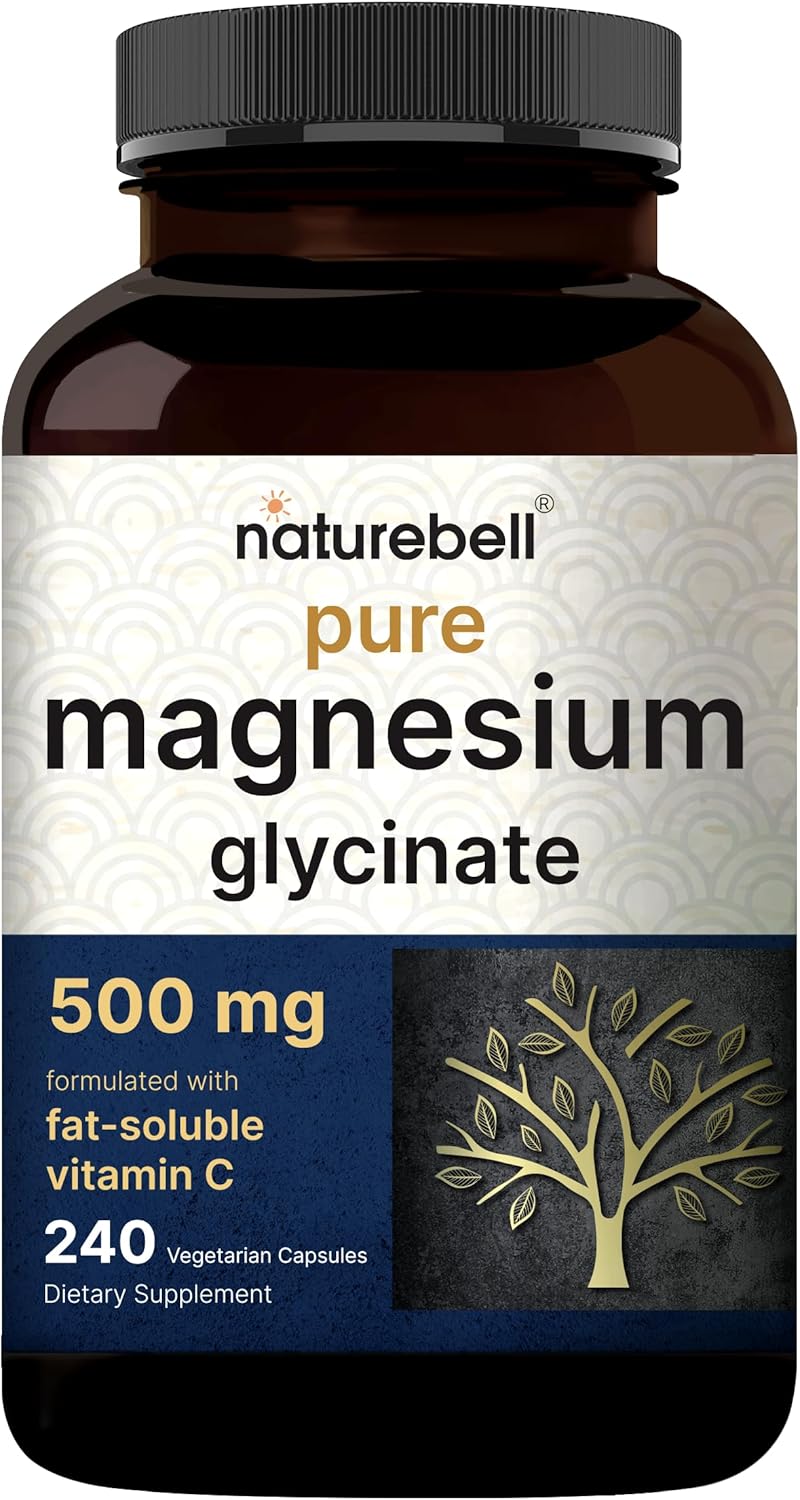 NatureBell magnesium glycinate 500mg capsules bottle 240 count