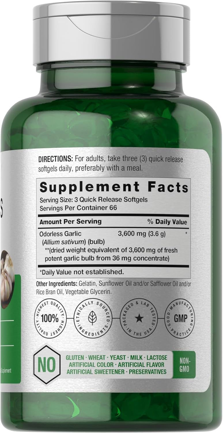odorless garlic herbal extract softgel supplement