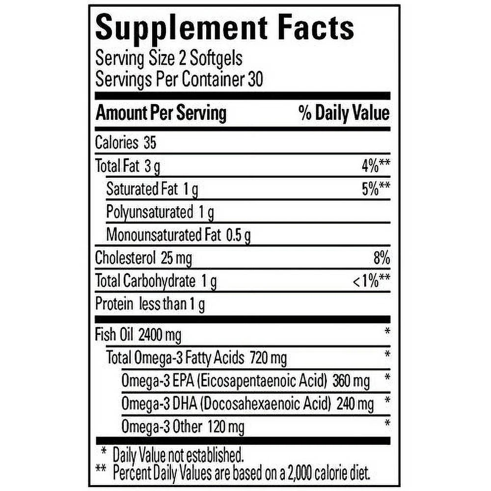 Fish Oil Dietary Supplement with EPA and DHA for Heart Health

