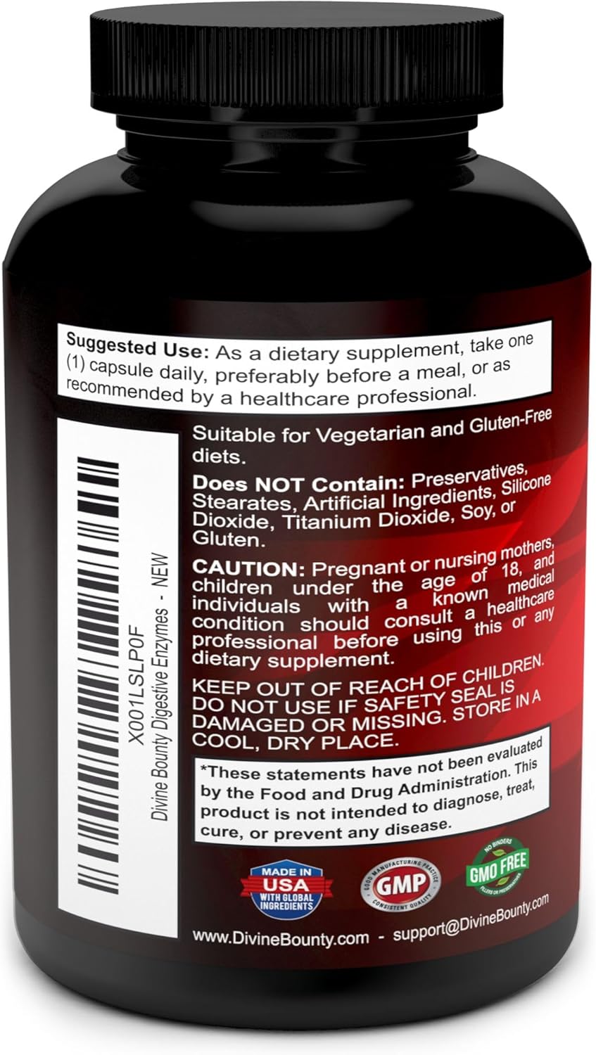 digestive enzyme capsules close up bottle