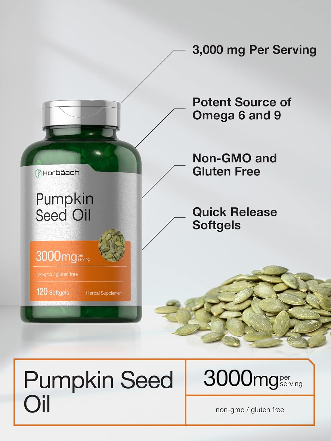 pumpkin seed oil softgels close up product