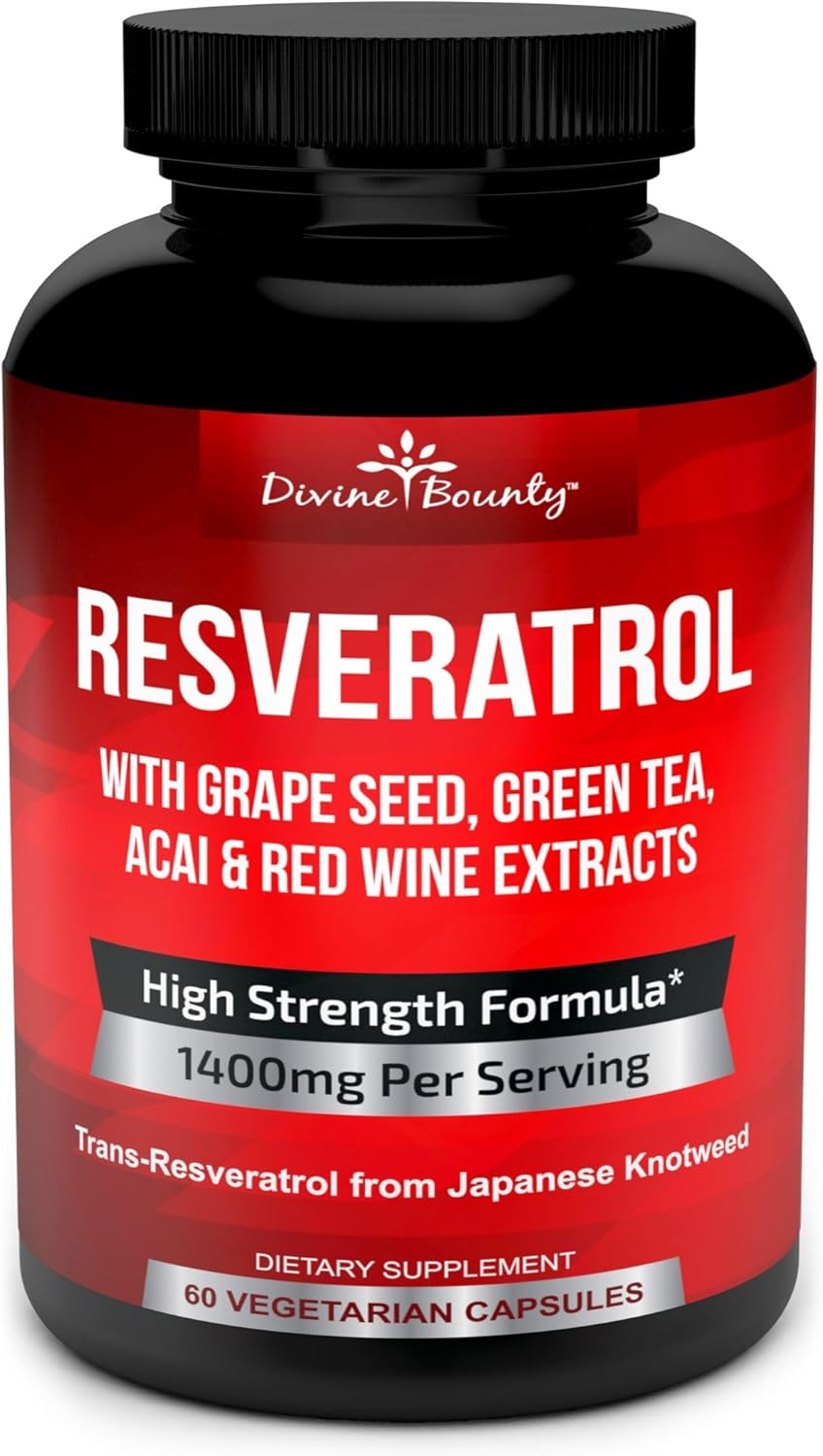 resveratrol 1400mg grape seed green tea capsules bottle