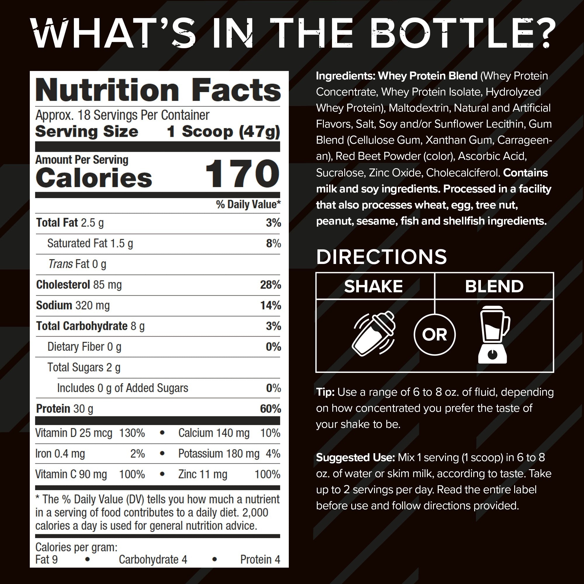 Six Star Whey Protein Plus Froot Loops nutrition facts and ingredients panel