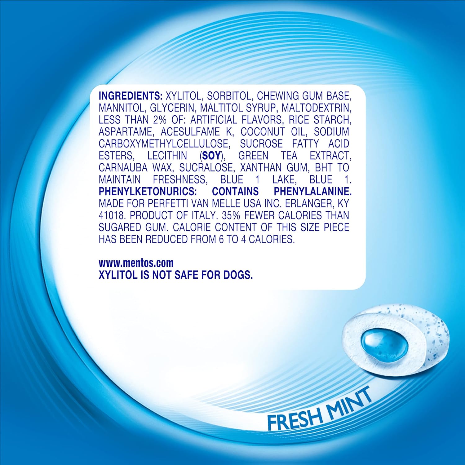 sugar free fresh mint chewing gum recyclable bottle pack