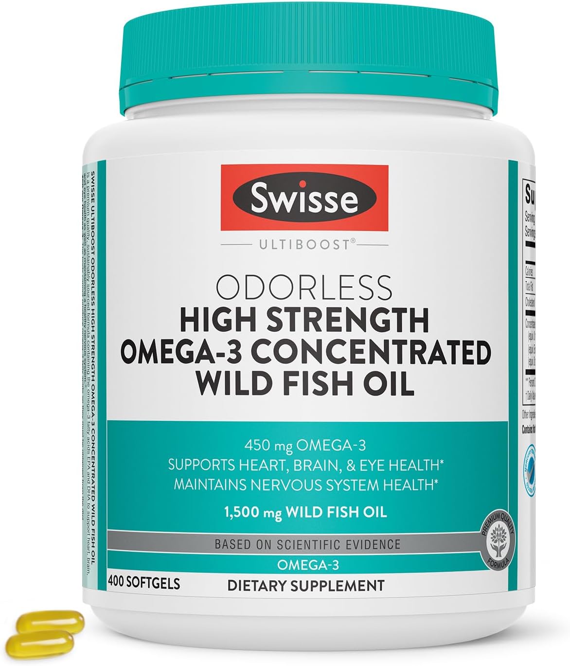 Swisse wild fish oil omega 3 1500mg 400 softgels bottle