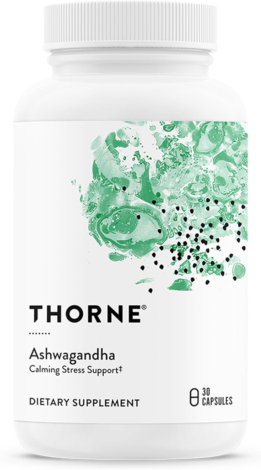 Thorne Ashwagandha capsules bottle daily wellness routine