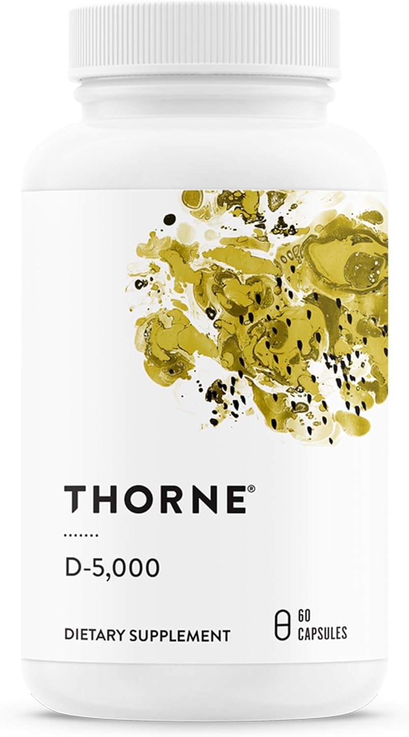 Thorne vitamin D3 5000 IU capsules bottle daily wellness