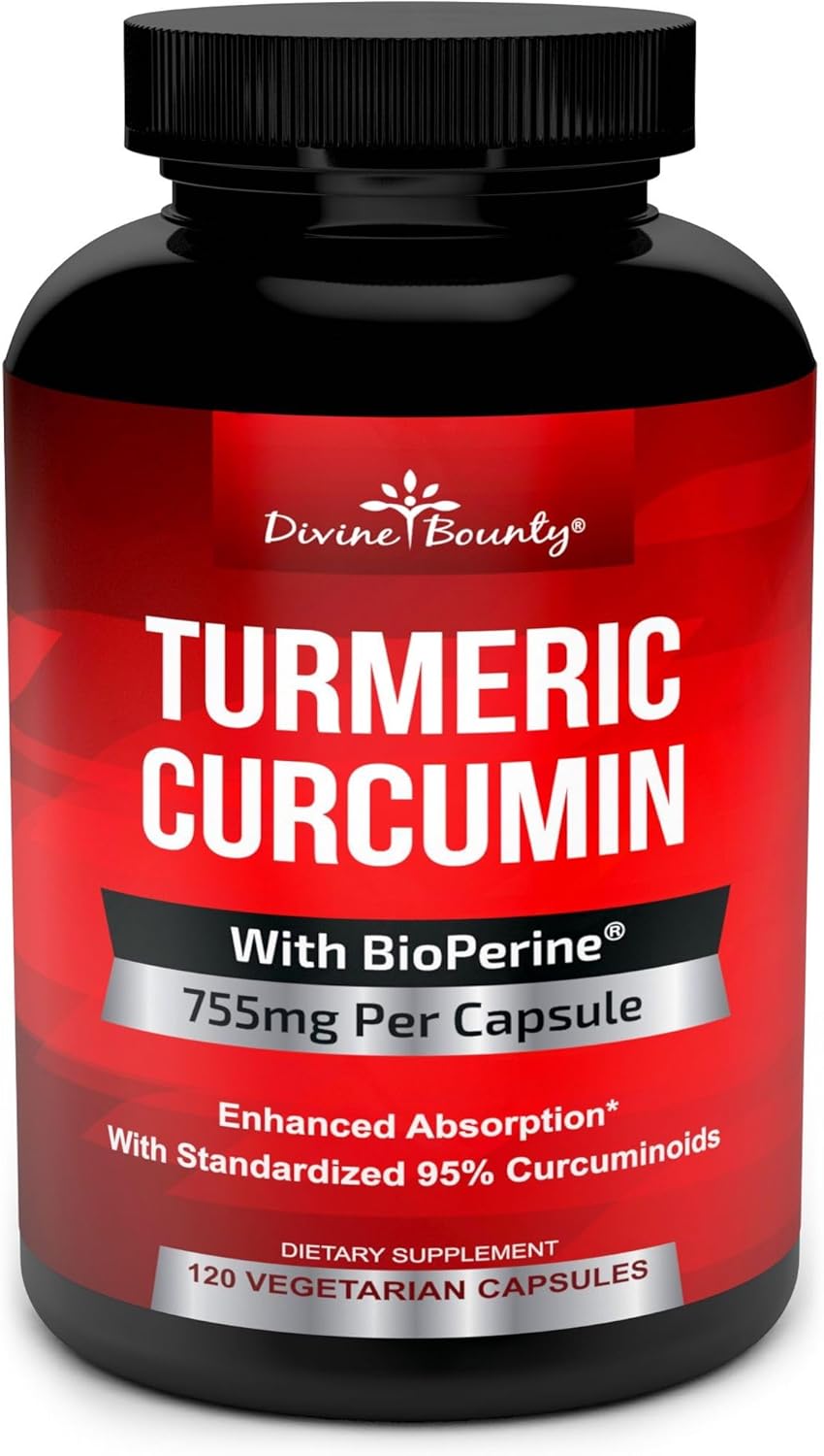 turmeric curcumin 755mg BioPerine 120 veggie capsules bottle