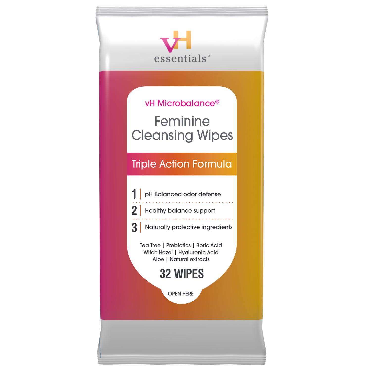 vH Essentials feminine cleansing wipes 32 count pack