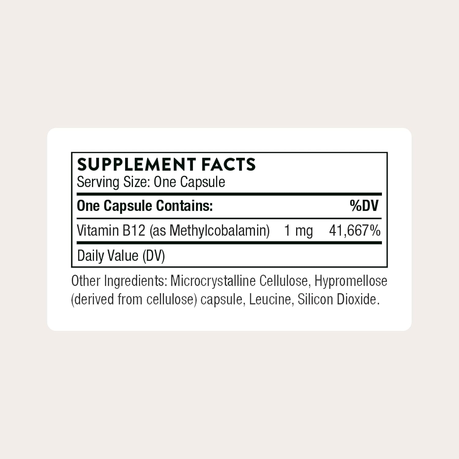 Vitamin B12 capsules Thorne methylcobalamin daily routine