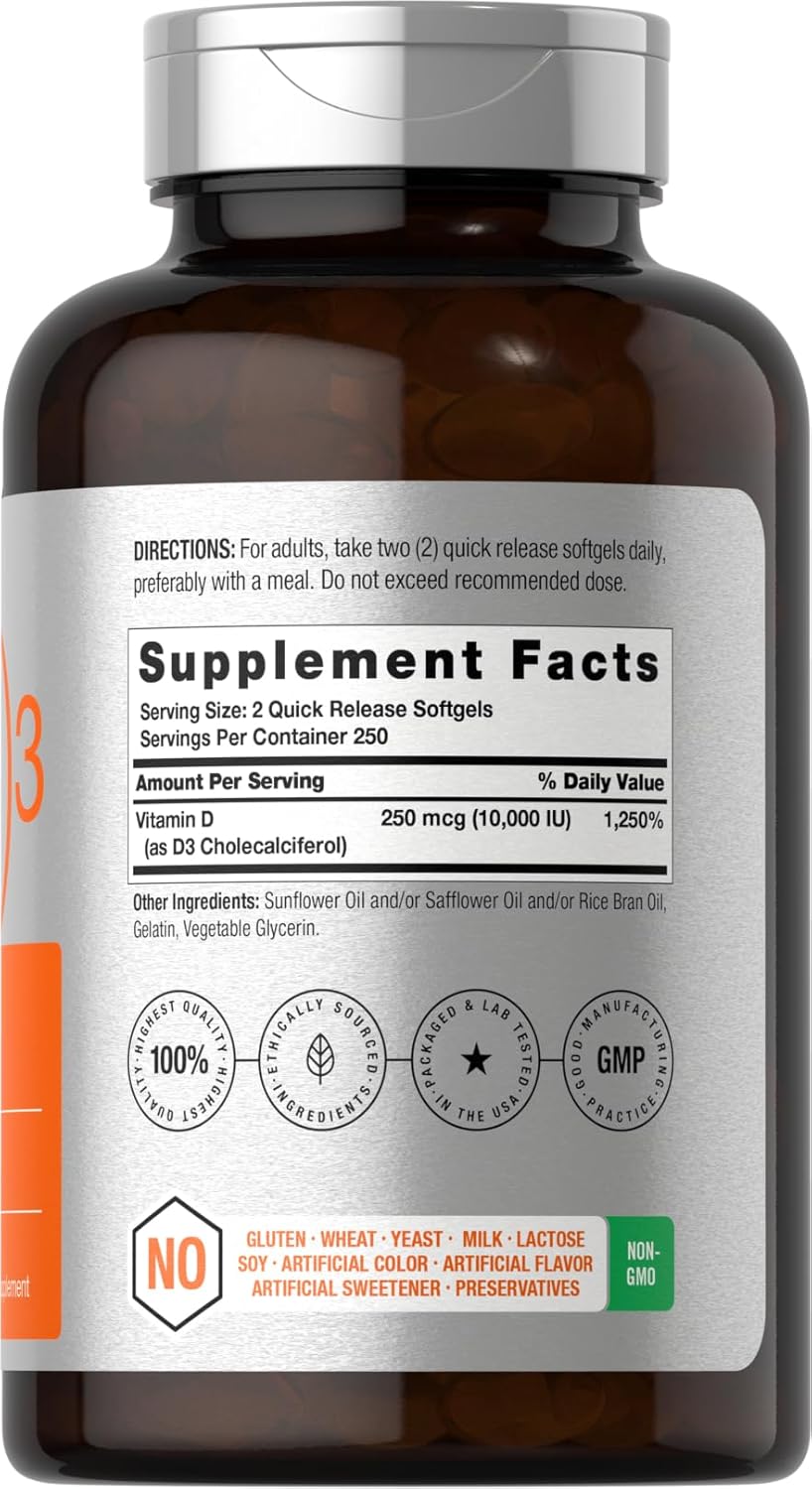 high potency vitamin D3 softgel supplement value size