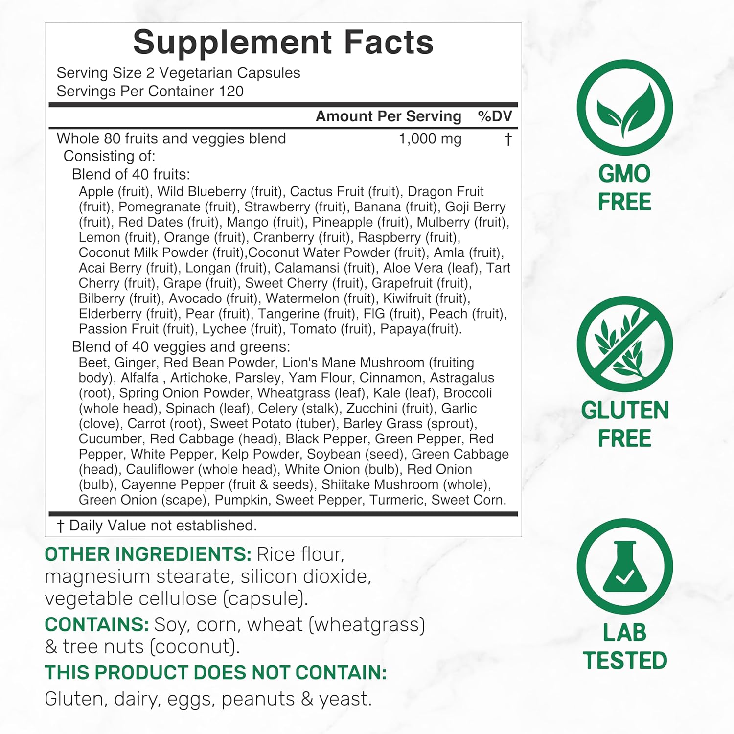 greens superfood capsules plant based supplement bottle