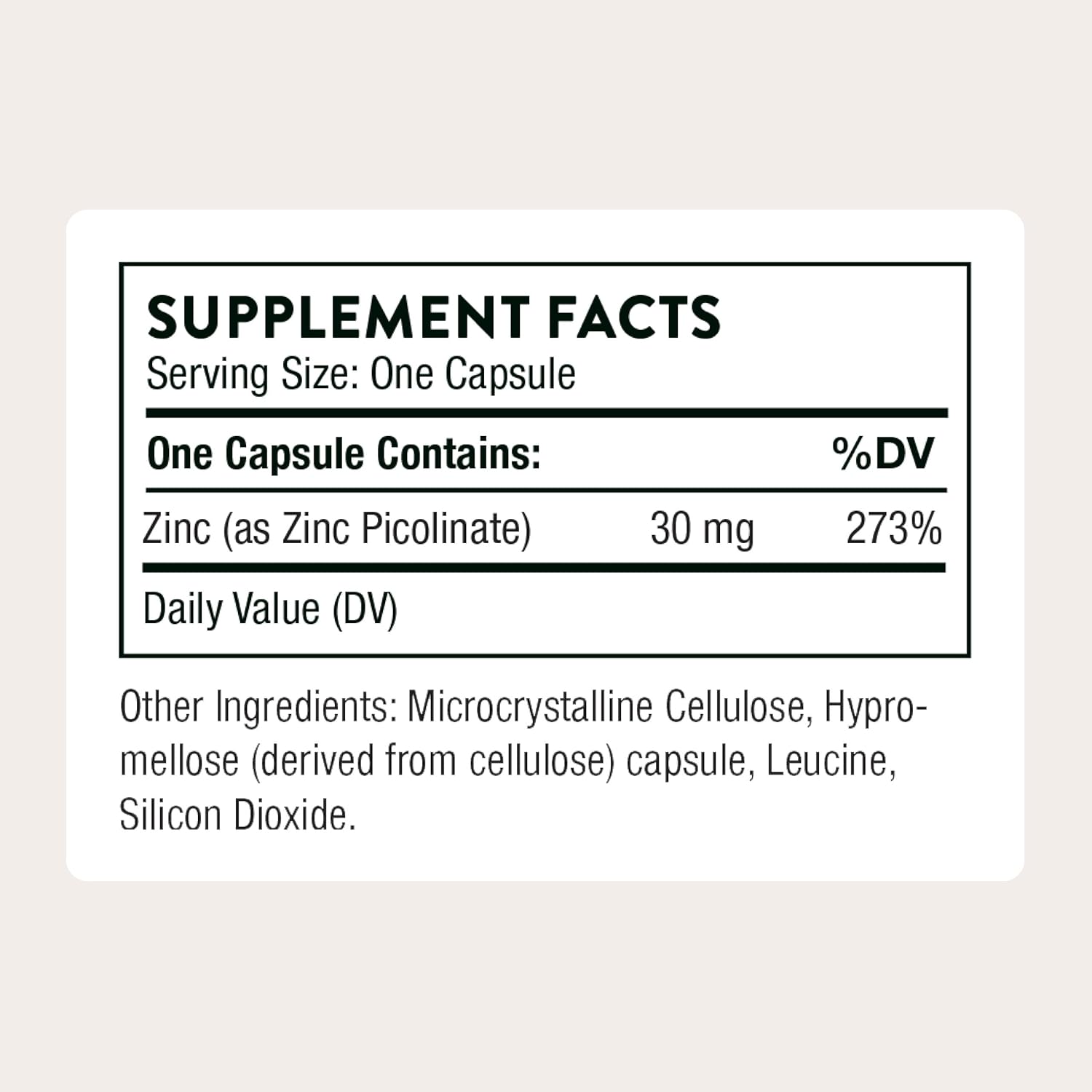 Zinc picolinate supplement capsules clean formula Thorne