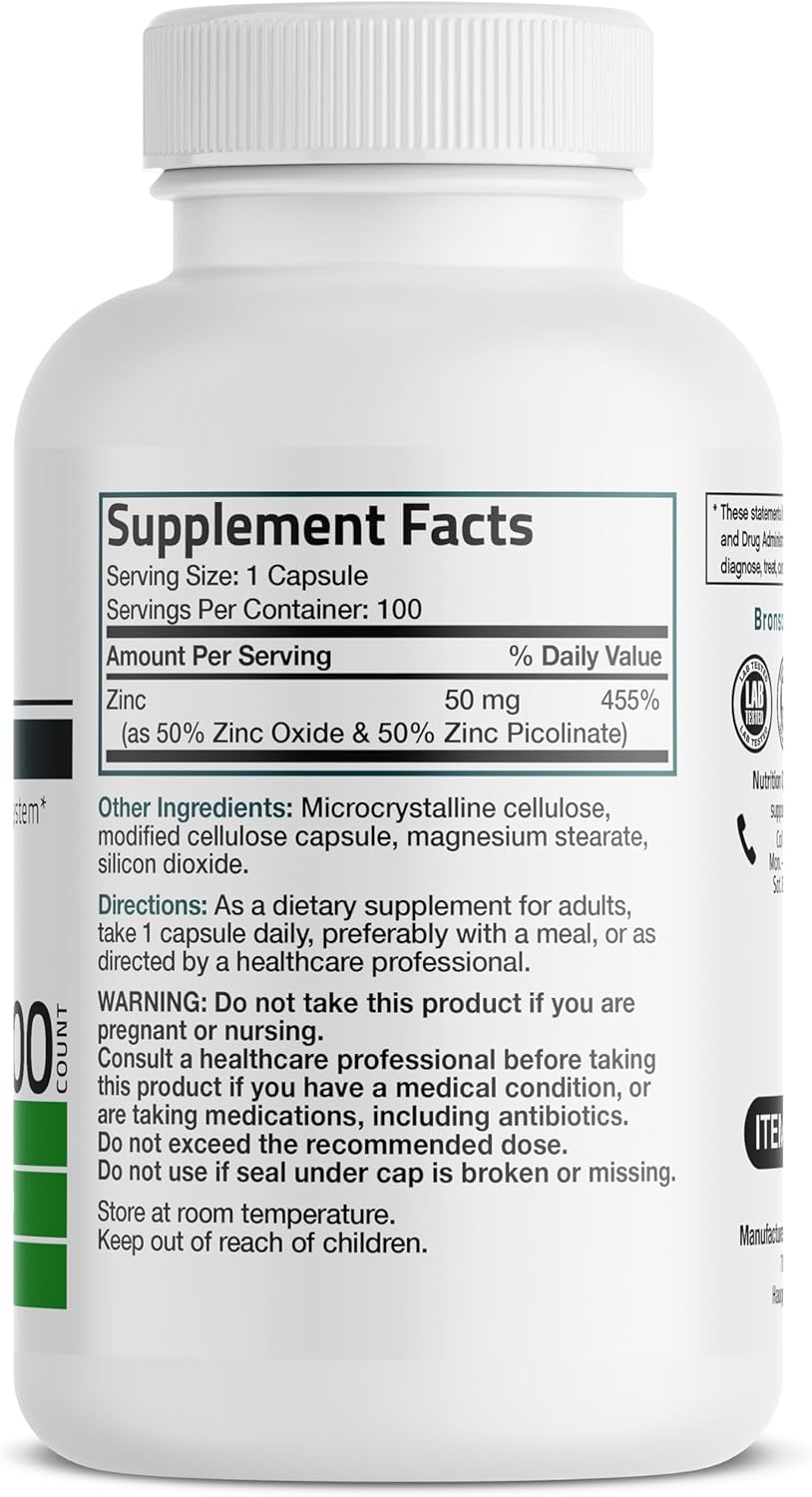 zinc picolinate capsules daily wellness supplement bottle